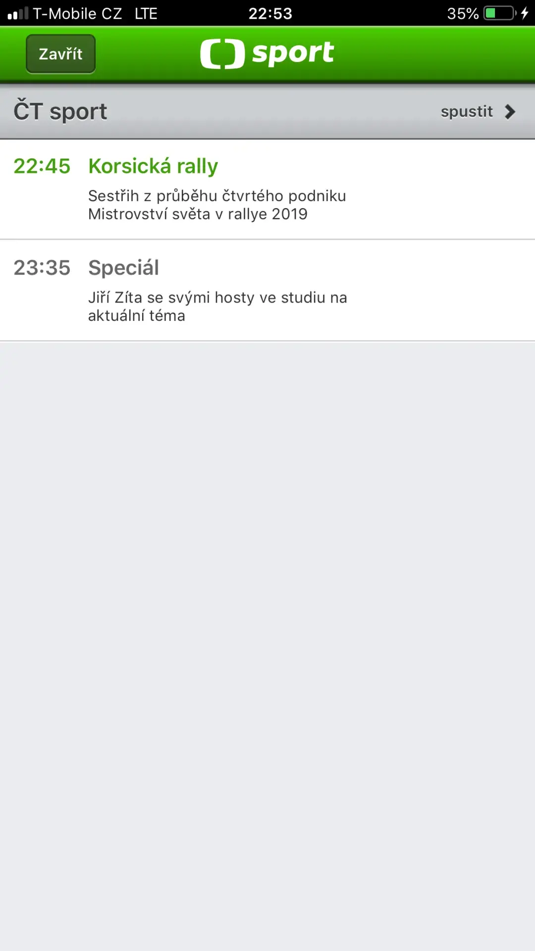 iOS aplikace ČT4 - Sport